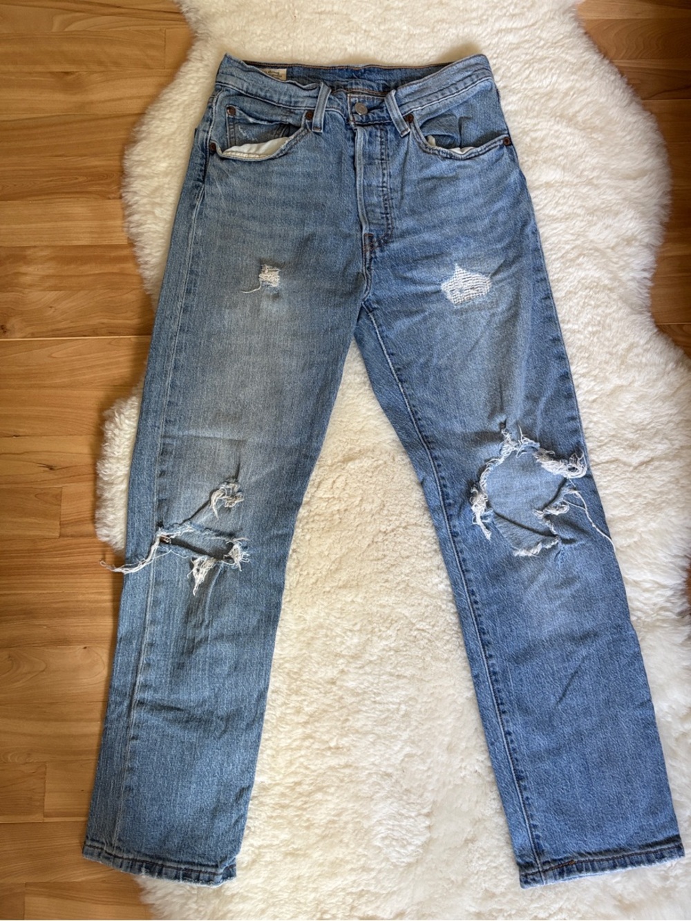Levi's Distressed Light Blue Denim Jeans